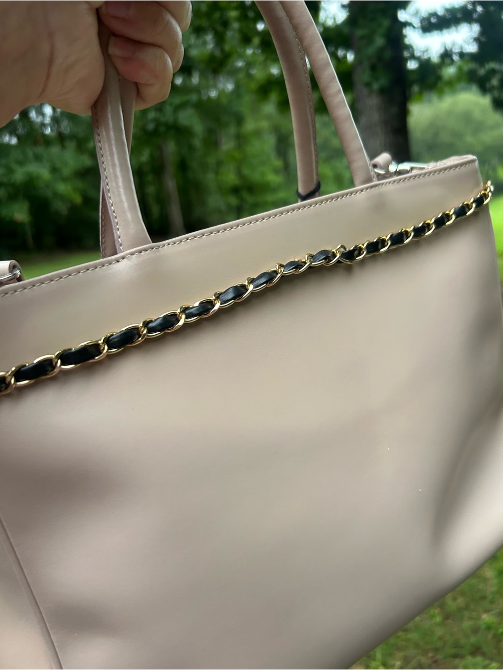 Furla Blush Pink Leather Tote Crossbody Bag Chain Detail Dust Bag - Read Details - Picture 6 of 15